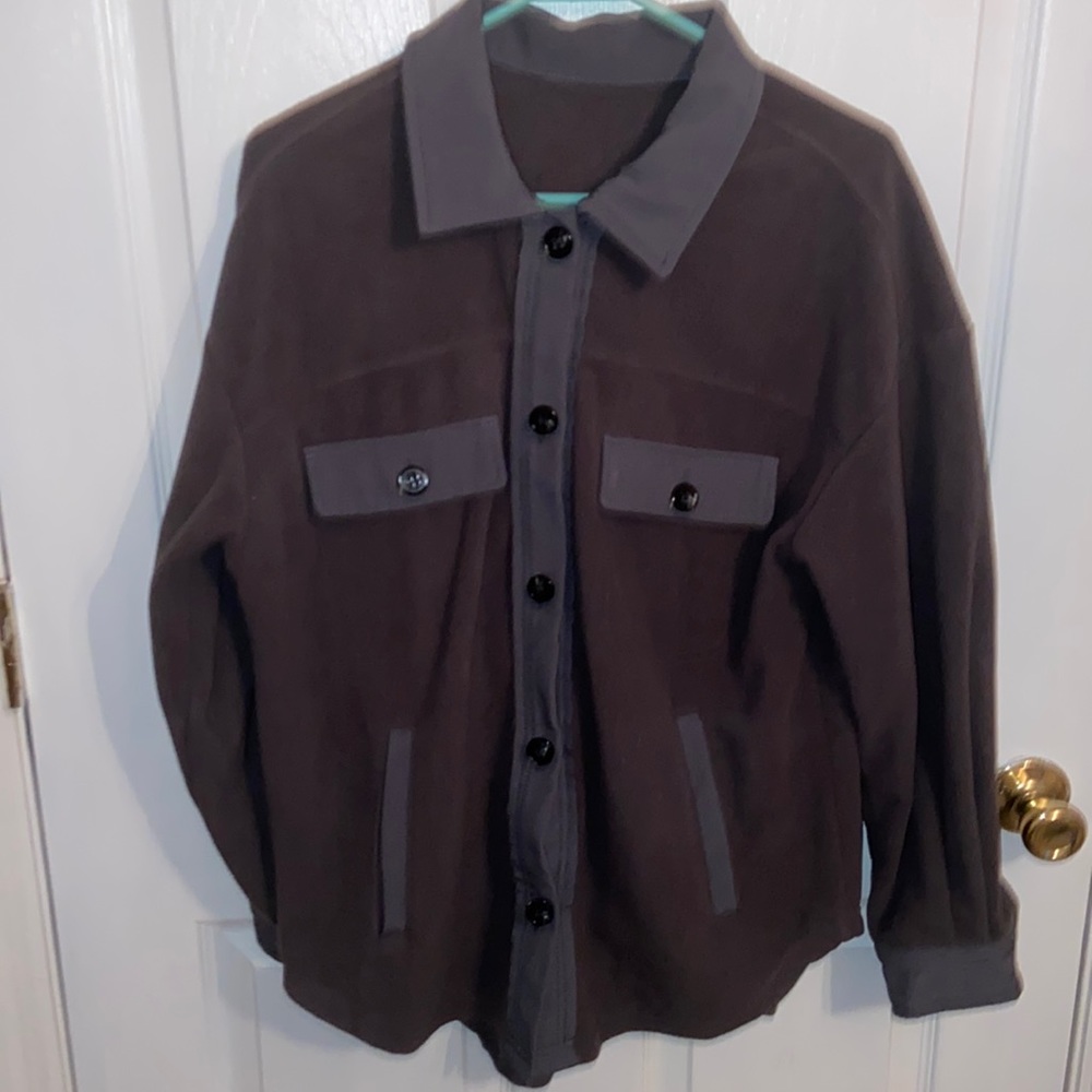 Charcoal gray shacket